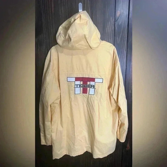 Vintage Disney Store Tigger Coat Jacket Mens Large Yellow Hood Full Zip Raincoat - Picture 6 of 8